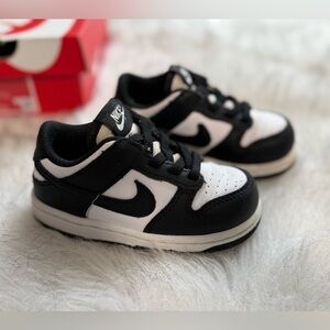 Panda Nike Black and White Low-Top Sneakers — Classic Swoosh Design